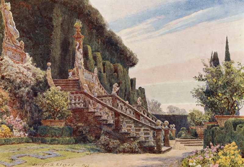 Italské zahrady: (barevná litografie) od George Samuel Elgood