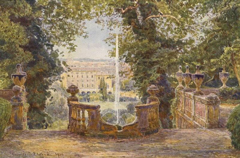 Italské zahrady: (barevná litografie) od George Samuel Elgood