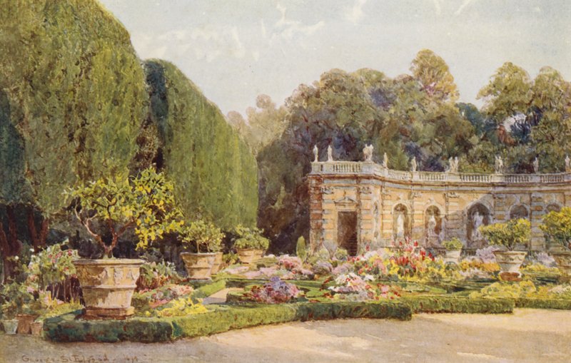 Italské zahrady: Villa Lancellotti (barevná litografie) od George Samuel Elgood