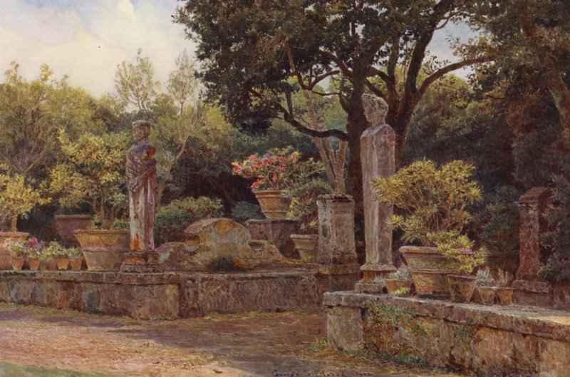 Italské zahrady: Villa Piatti (barevná litografie) od George Samuel Elgood
