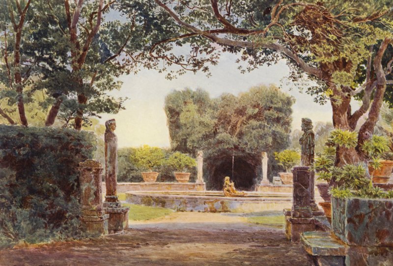 Italské zahrady: (barevná litografie): Villa Piatti, The Bay Walk (barevná litografie) od George Samuel Elgood