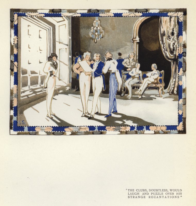 Ilustrace k filmu Šťastný pokrytec od Maxe Beerbohma (barevné lito) od George Sheringham