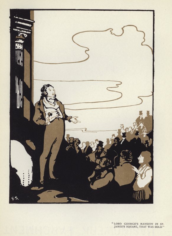 Ilustrace k filmu Šťastný pokrytec od Maxe Beerbohma (barevné lito) od George Sheringham