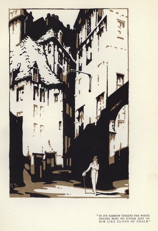 Ilustrace k filmu Šťastný pokrytec od Maxe Beerbohma (barevné lito) od George Sheringham
