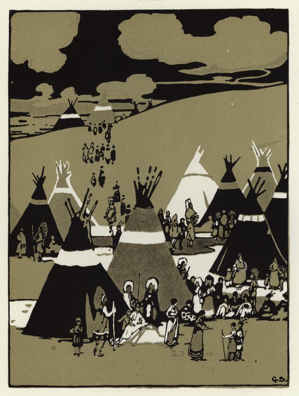 Večer přišli do tábora (barva litho) od George Sheringham