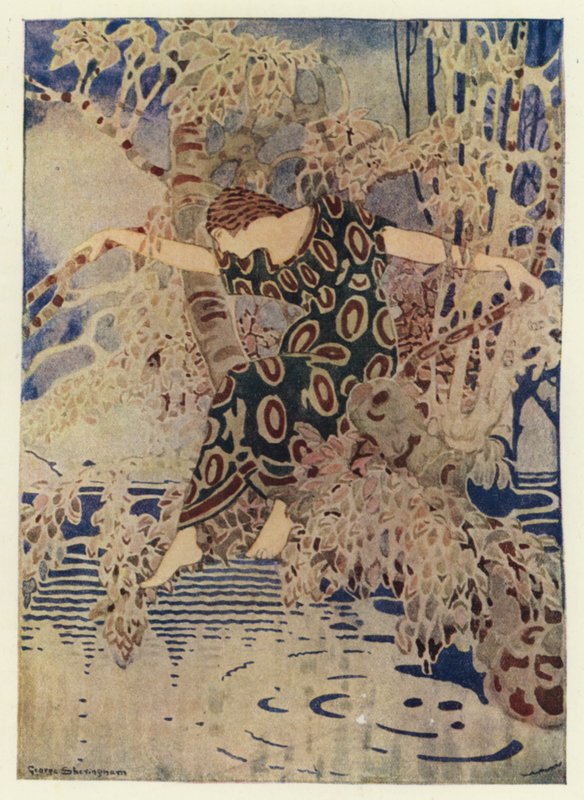 Vylezla na strom, který se táhl nad vodou (barva litho) od George Sheringham
