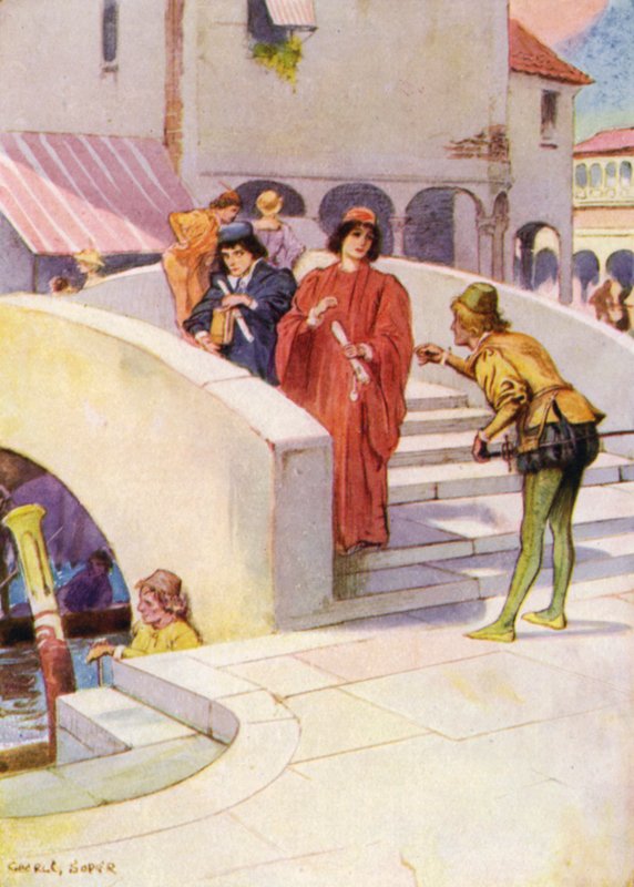 Bassanio poslal Gratiana za Portií s prstenem od George Soper