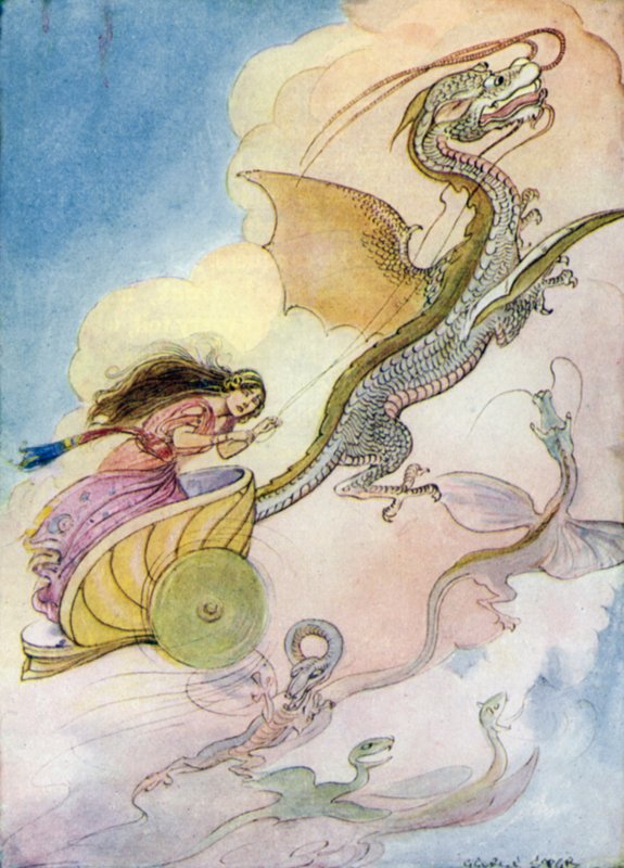 Theseus: "Medeia nazvala svůj dračí vůz" (barva litho) od George Soper