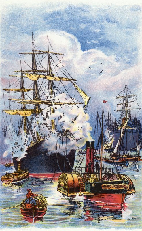 Obchodník vlečený po řece Temži (barva litho) od George Washington Lambert