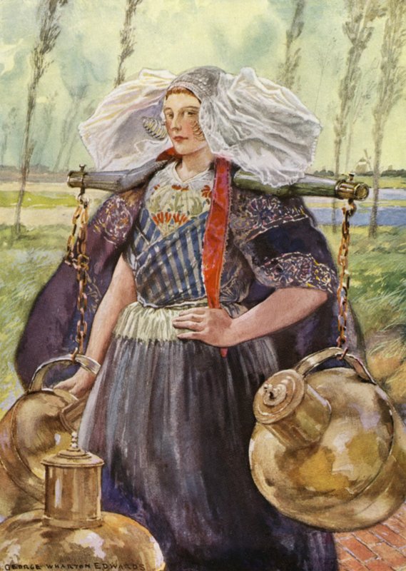 Zeeland Milkmaid (barevné lito) od George Wharton Edwards