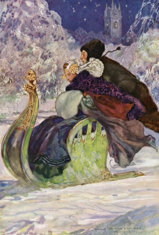 Starožitné tlačné sáně, Frísko (barevné lito) od George Wharton Edwards