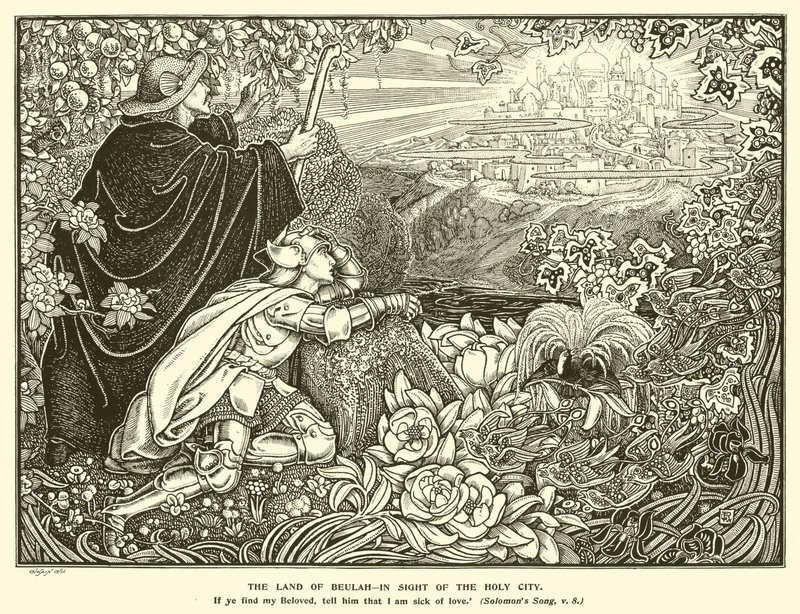 Země Beulah, na dohled od Svatého města (rytina) od George Woolliscroft Rhead