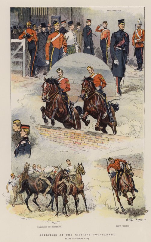 Cvičení na vojenském turnaji (chromolitho) od Georges Bertin Scott