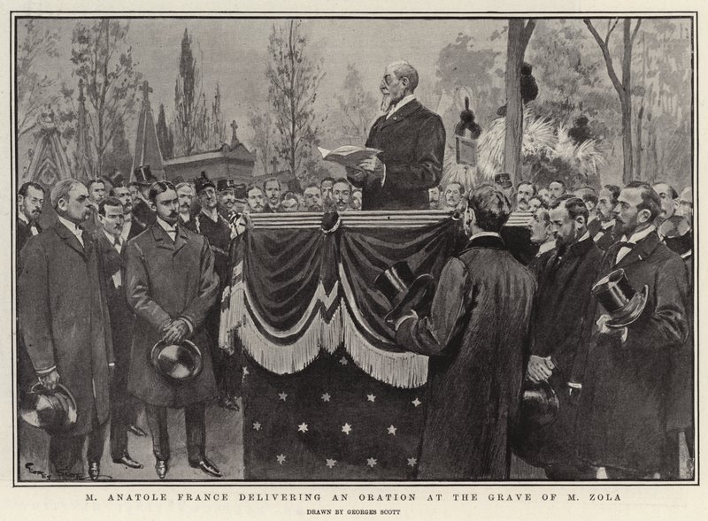M Anatole France pronáší řeč u hrobu M Zoly od Georges Bertin Scott