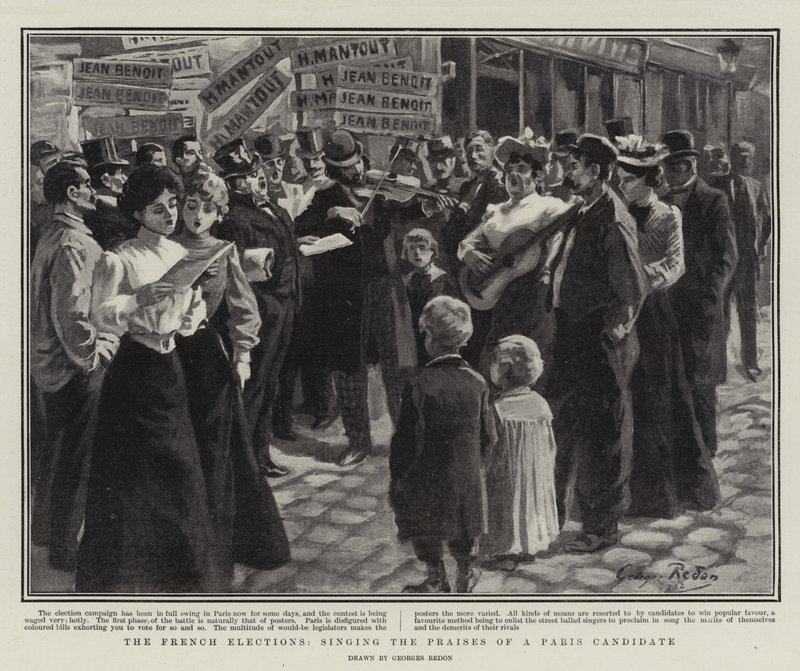 Francouzské volby, zpěv chvály pařížského kandidáta od Georges Redon