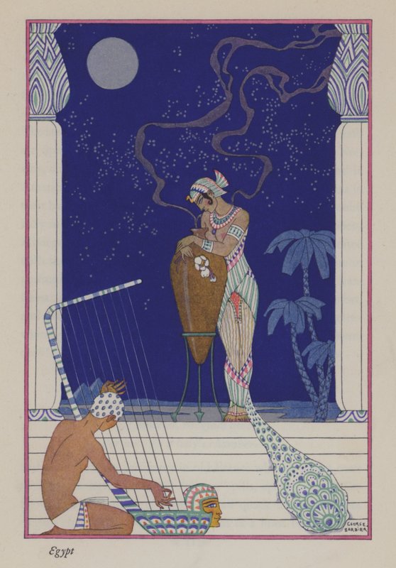 The Romance of Parfém: Starověký Egypt (barva lito) od Georges (after) Barbier