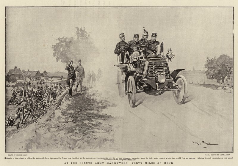 Na manévrech francouzské armády, čtyřicet mil za hodinu od Georges Bertin Scott