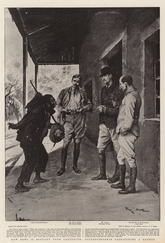 Jak přináší zprávy od Ladysmith, korespondenti odesílají běžce od Georges Bertin Scott