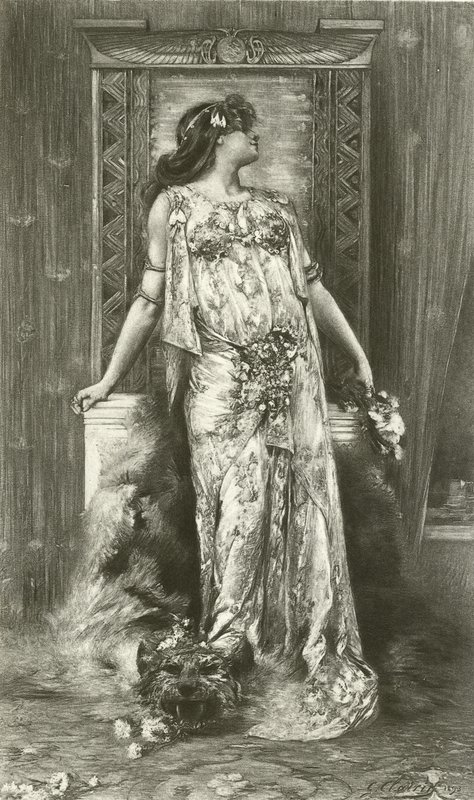 Sarah Bernhardt jako Kleopatra (hlubotisk) od Georges Clairin