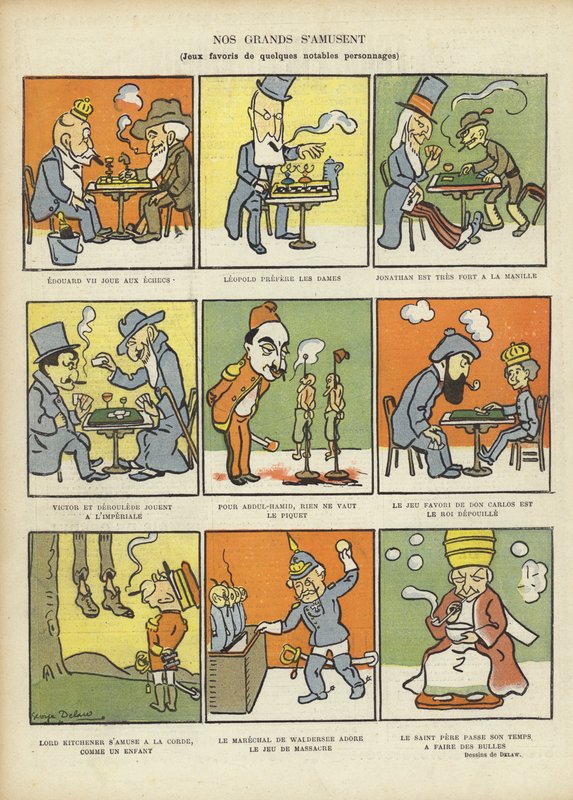 Oblíbené hry velkých mužů, ilustrace pro Le Rire od Georges Delaw