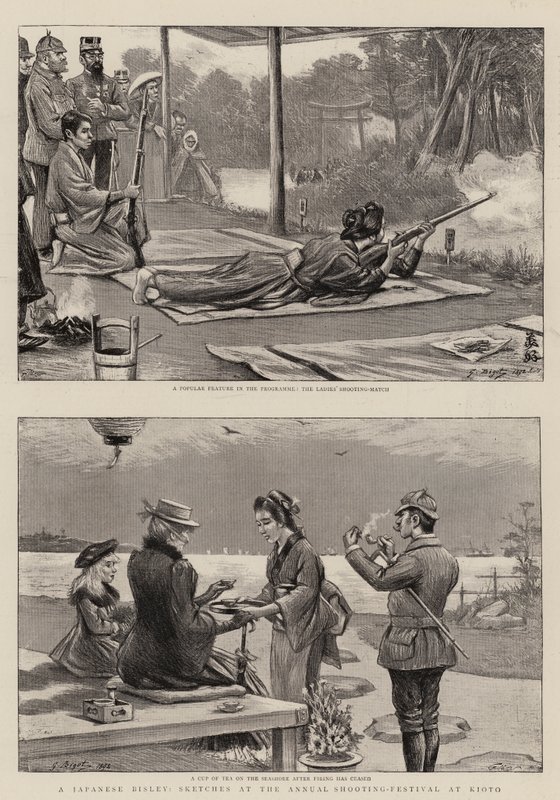 Japonský Bisley, náčrtky na každoročním střeleckém festivalu v Kioto od Georges Ferdinand Bigot