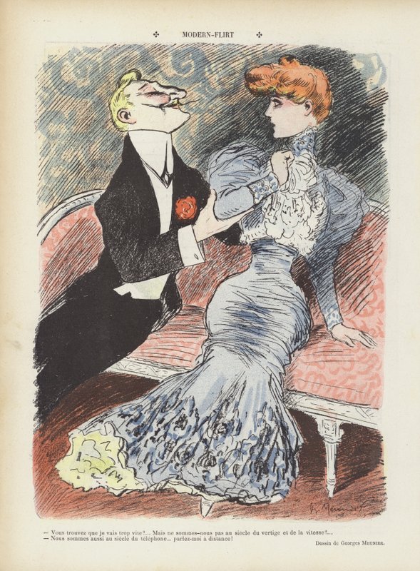 Moderní flirtování. Ilustrace pro Le Rire od Georges Meunier