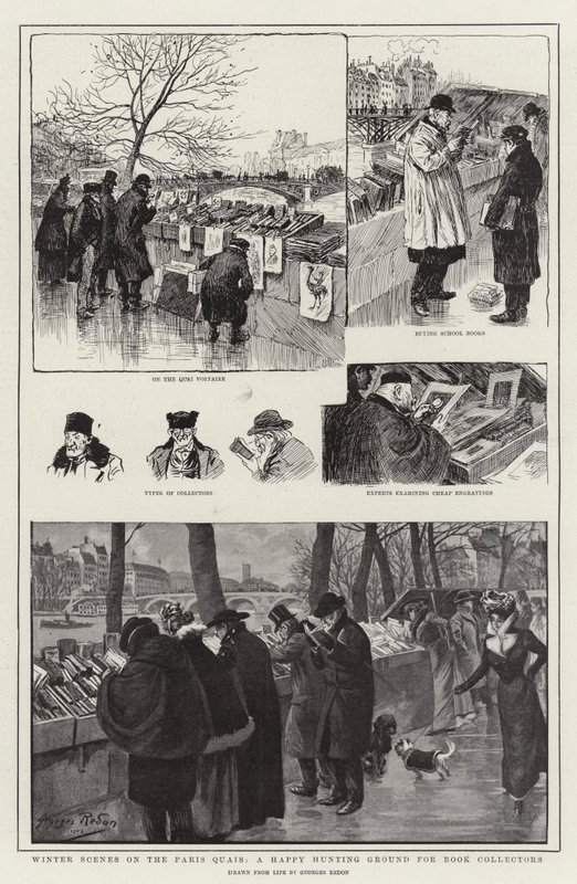 Zimní scény na Paris Quais, šťastný loviště pro sběratele knih od Georges Redon