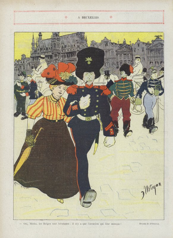 V Bruselu. Ilustrace pro Le Rire od Georges d 1878 1937 Ostoya