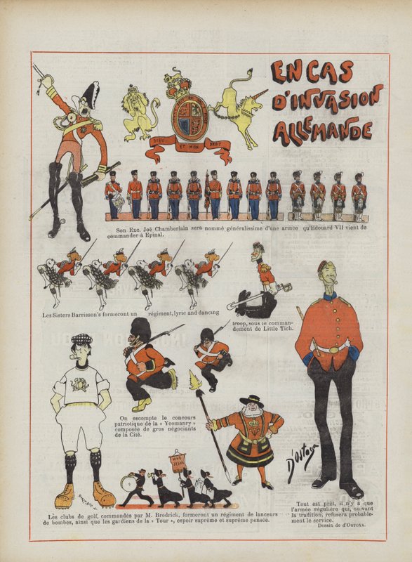 V případě německé invaze. Ilustrace k filmu Le Rire od Georges d 1878 1937 Ostoya