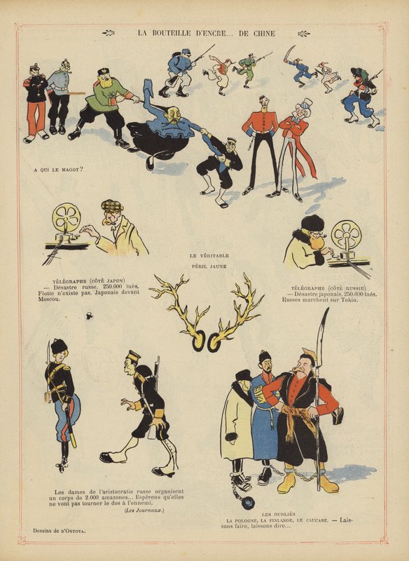 Satira na rusko-japonskou válku. Ilustrace pro Le Rire od Georges d 1878 1937 Ostoya