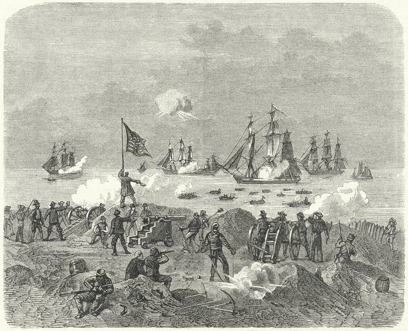 Britské síly pokoušející se o vylodění v Chesapeake Bay, 1814 od German School