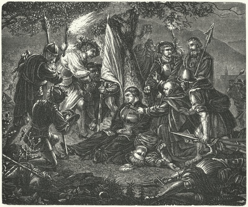 Smrt Huldrycha Zwingliho v bitvě u Kappelu, 1531 od German School