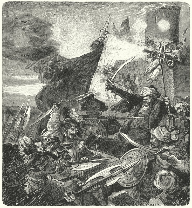 Maďaři bojující proti Turkům u Szekesfehervar, 1593 od German School