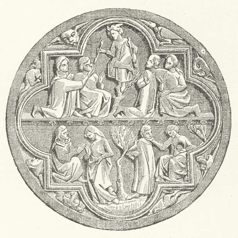 Zobrazení dvorské lásky v oblasti Provence ve Francii (rytina) od German School
