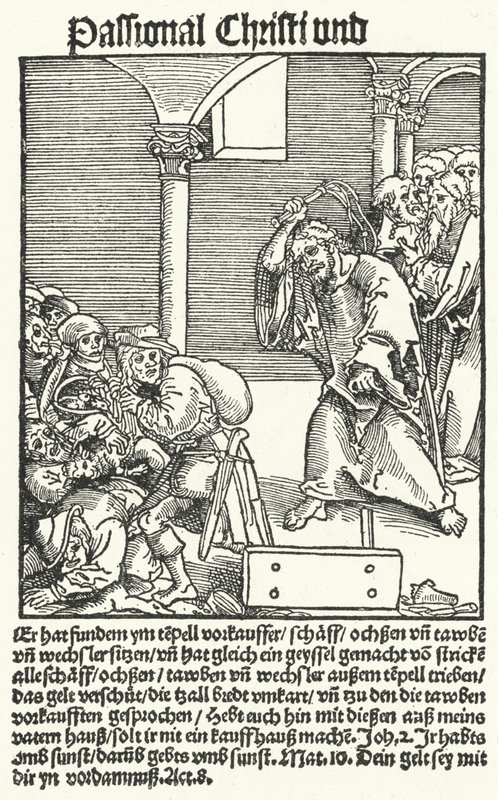 Stránka z Lutherova anti-pamfletu Passional Christi und Antikrist od German School