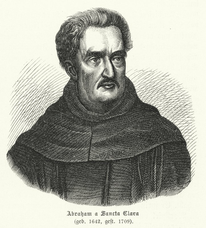 Abraham a Sancta Clara, německý božský (rytina) od German School