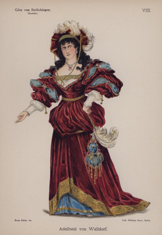 Adelheid von Walldorf, z Gotz von Berlichingen od Goetha (barevné lito) od German School