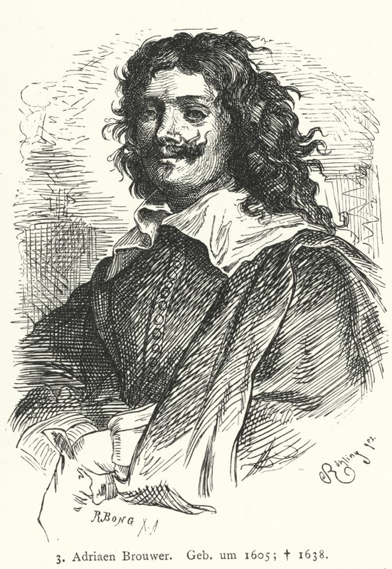 Adriaen Brouwer, vlámský barokní malíř (rytina) od German School