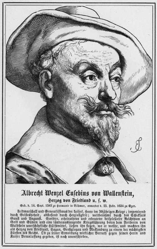 Albrecht Wenzel Eusebius von Valdštejn, vévoda z Friedlandu atd. (rytina) od German School