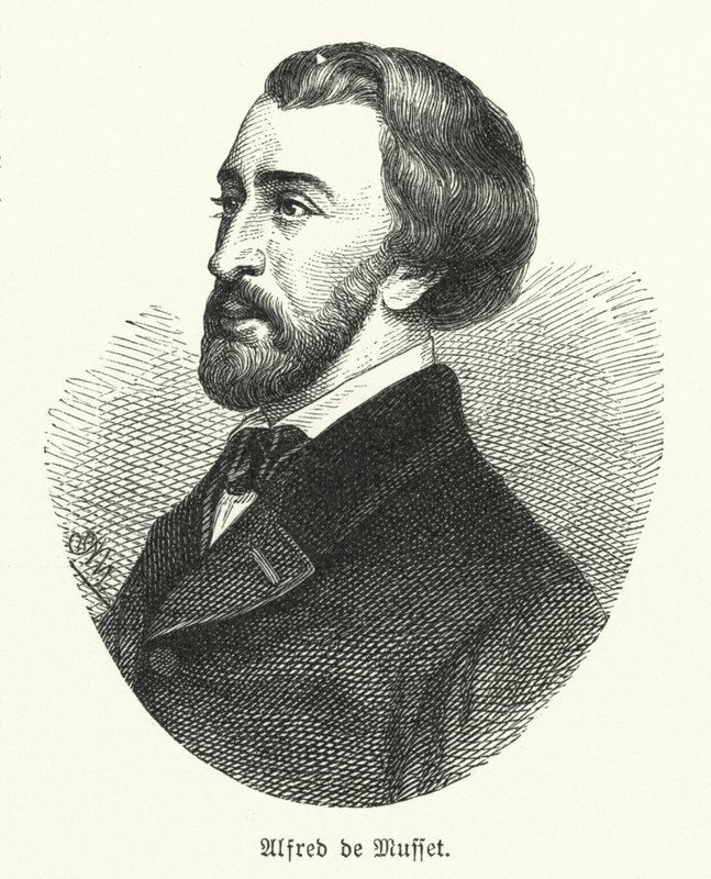 Alfred de Musset , francouzský dramatik, básník a romanopisec (litho) od German School