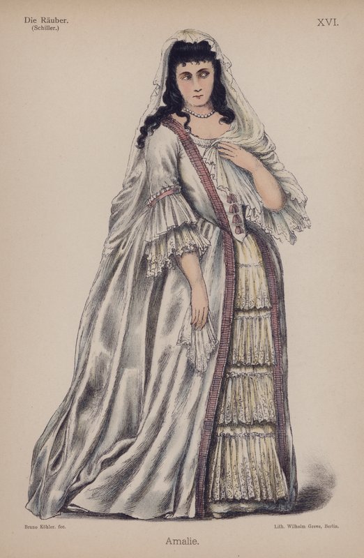 Amalie, z Die Rauber (Loupežníci) od Friedricha Schillera (barevné lito) od German School