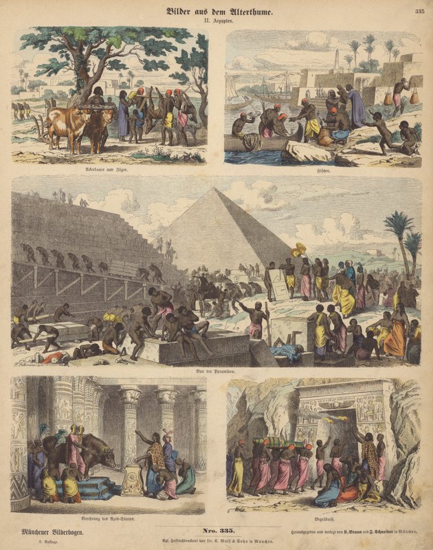 Starověký Egypt (barevná rytina) od German School