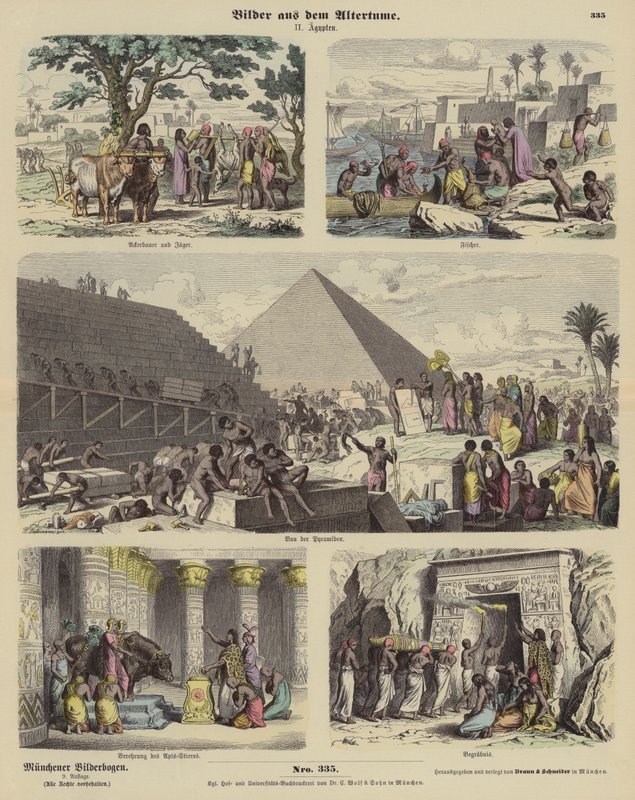 Starověký Egypt (barevná rytina) od German School