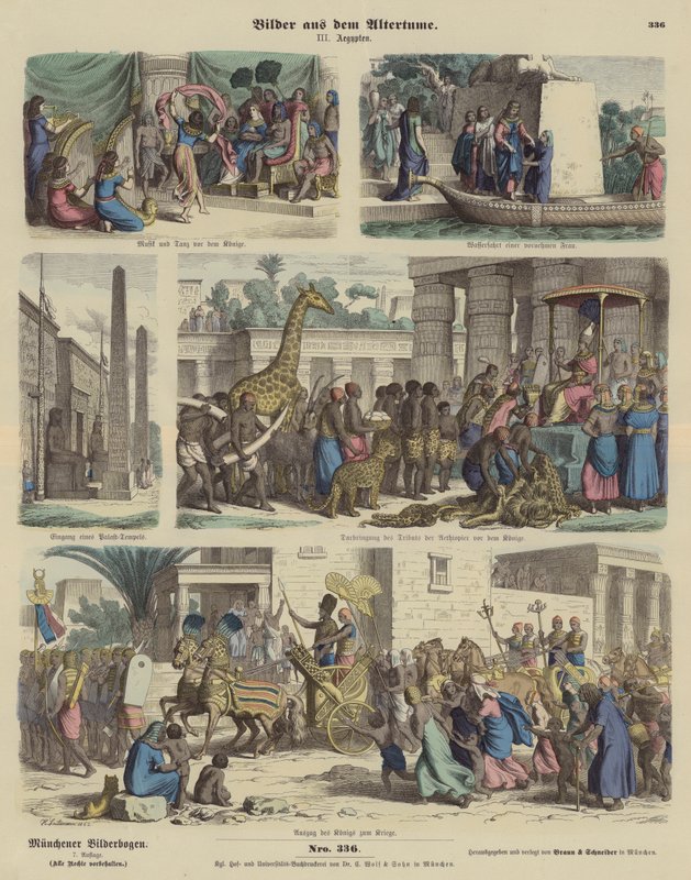 Starověký Egypt (barevná rytina) od German School