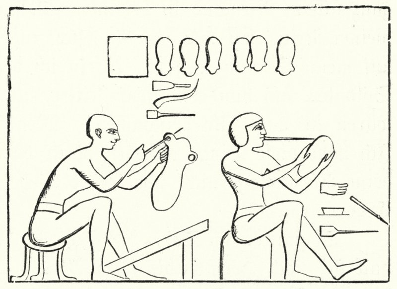 Starověcí egyptští obuvníci (rytina) od German School