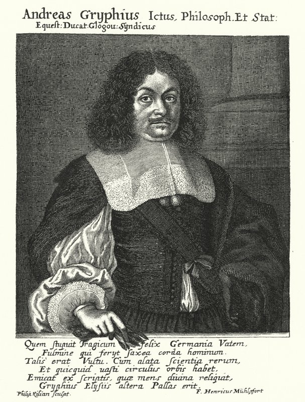 Andreas Gryphius , německý básník a dramatik (rytina) od German School