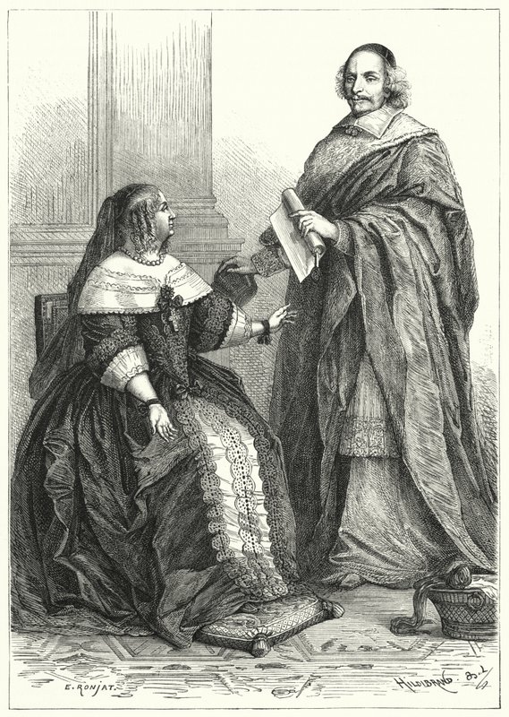 Anna Rakouská, regent francouzského Ludvíka XIV., a kardinál Mazarin, hlavní ministr Francie od German School