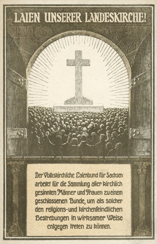 Výzva k obraně kostelů v Sasku, Německo (litho) od German School