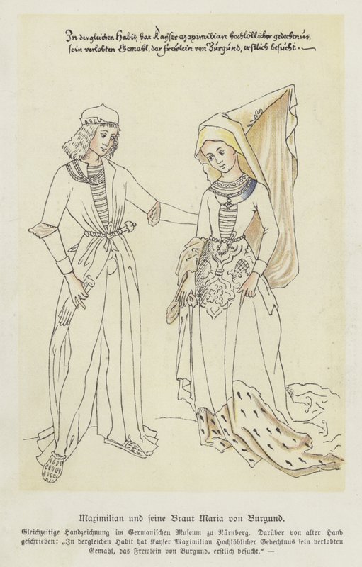 Arcivévoda Maxmilián Rakouský a jeho nevěsta Marie Burgundská (barva lito) od German School