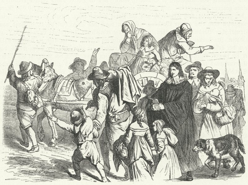 Příchod francouzských hugenotských přistěhovalců do Braniborska poté, co velký kurfiřt Frederick William vydal v roce 1685 Postupimský edikt (rytina) od German School